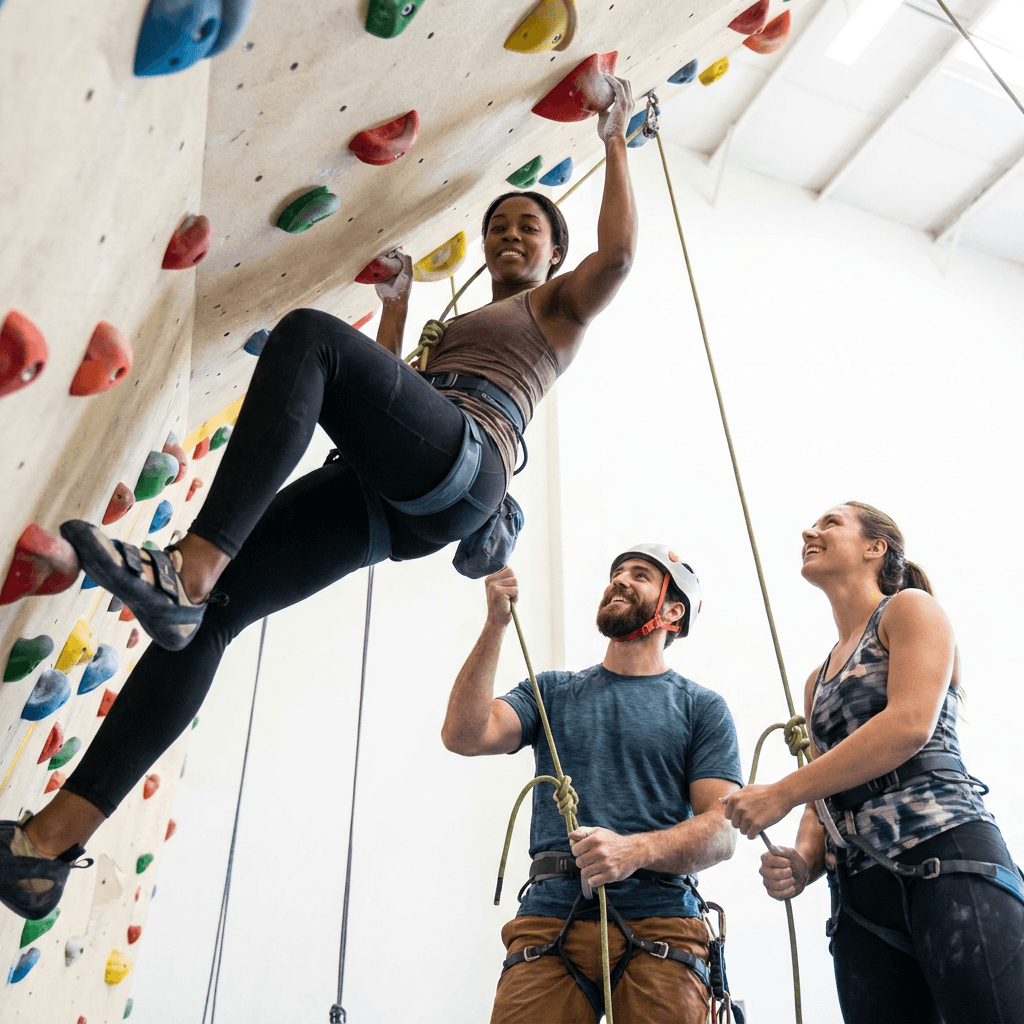 Indoor climbing with teammates