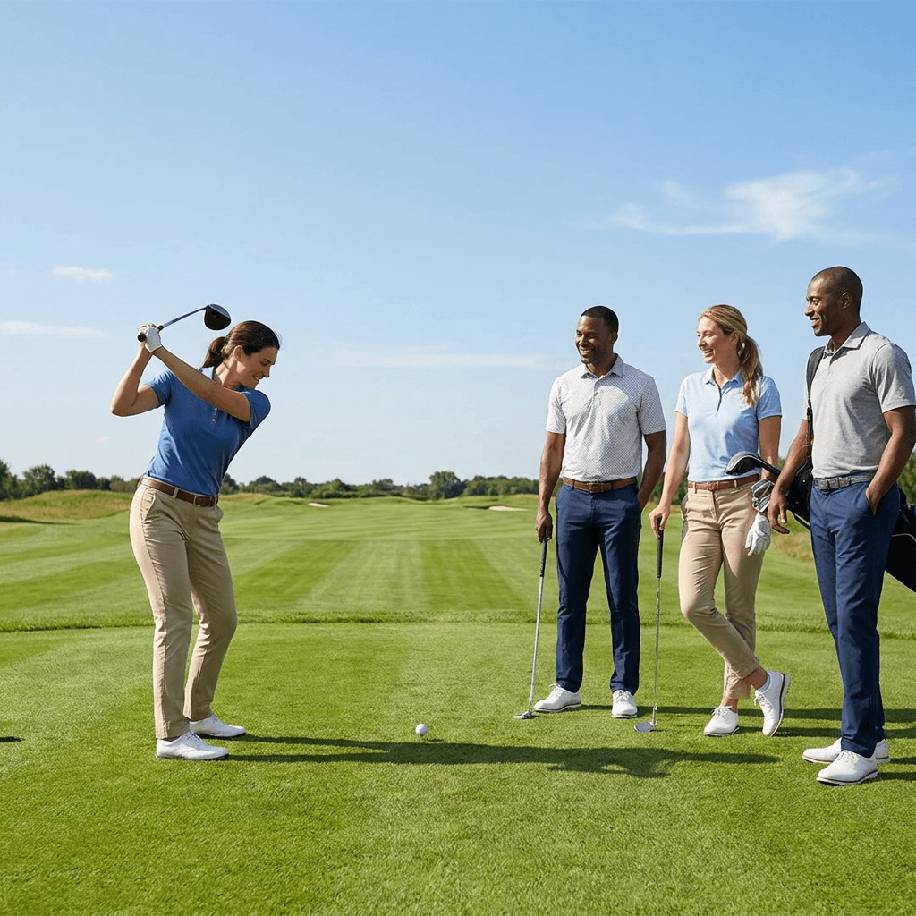 Team golf outing on a sunny day