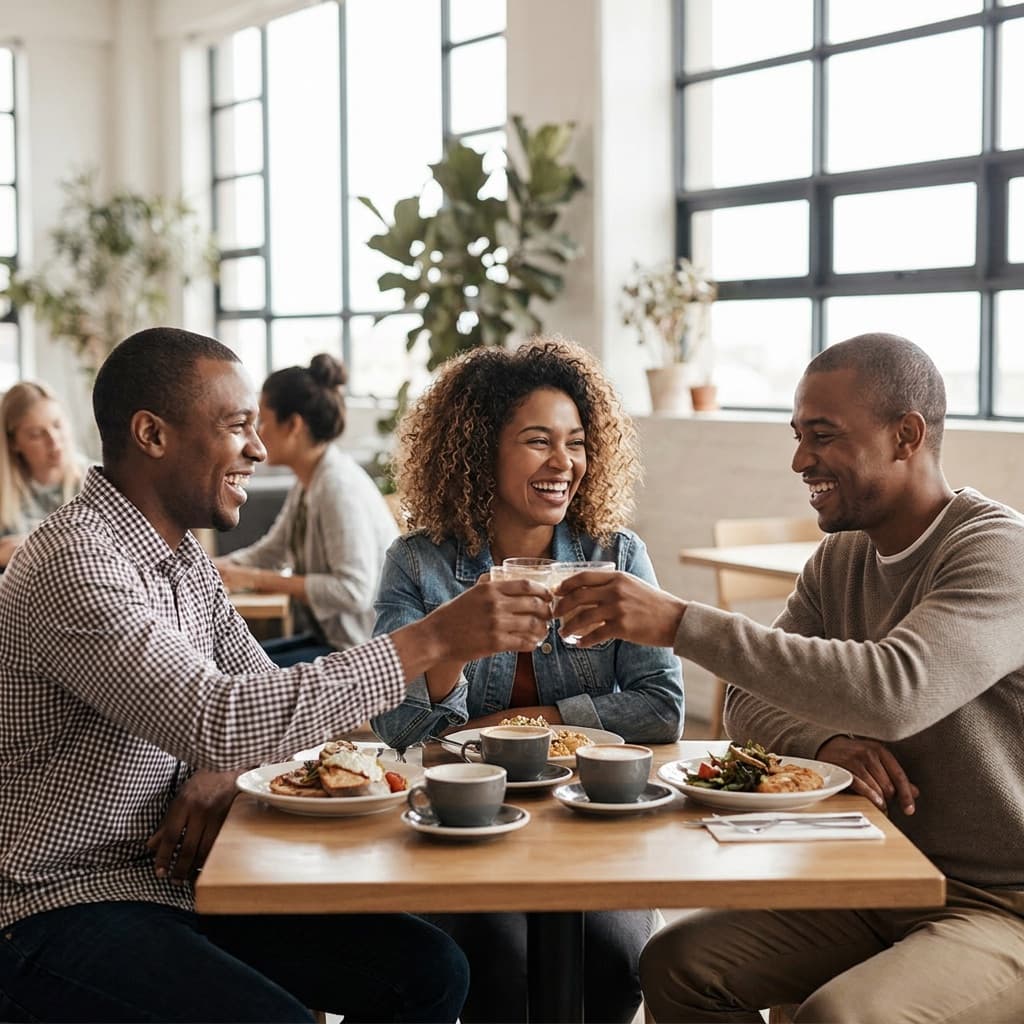 New hire welcomed over a buddy lunch by coworkers